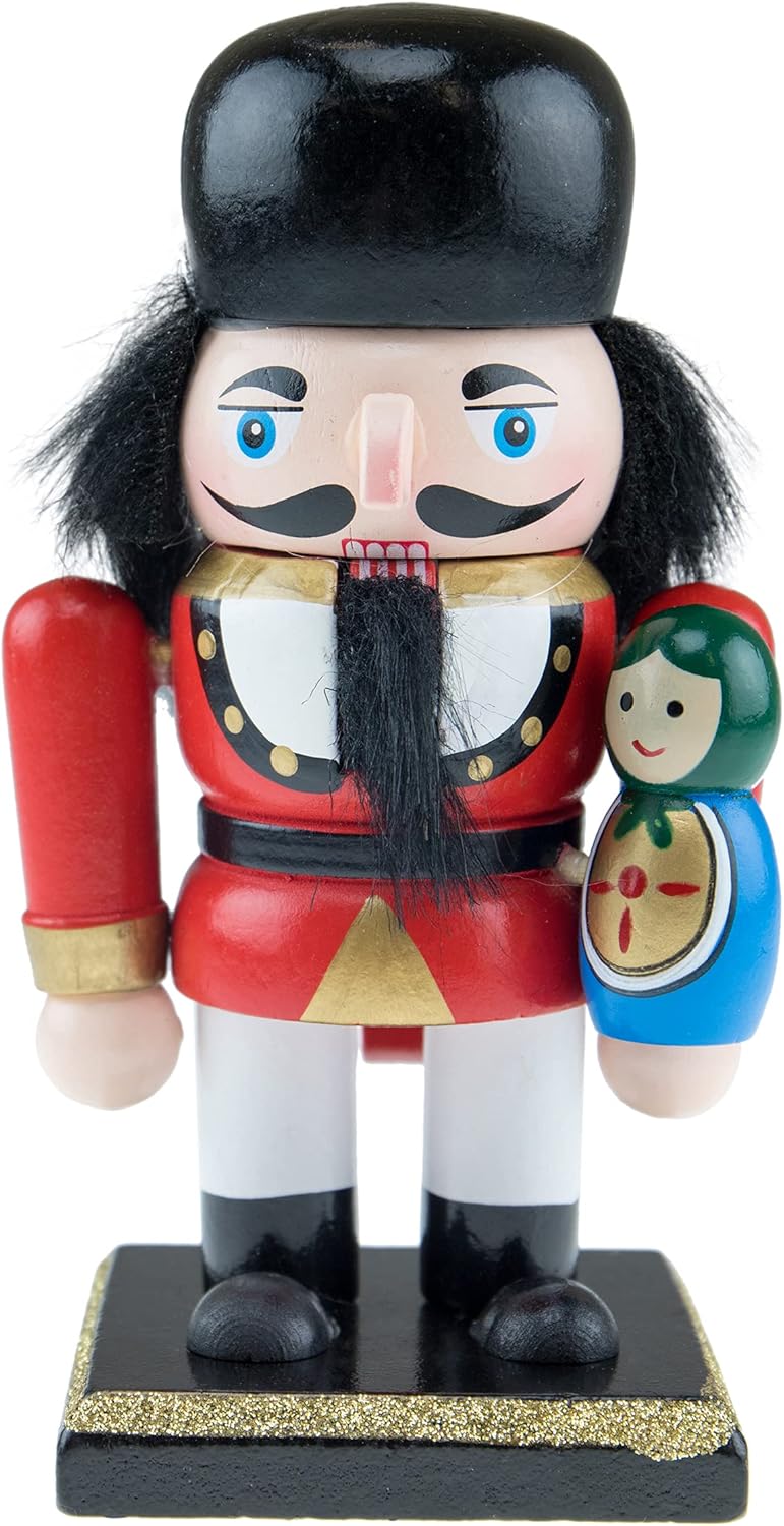 Nutcrackers - Clever Creations Russian Soldier 6 Inch Traditional Wooden Nutcracker, Festive Christmas Décor for Shelves and Tables