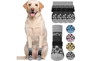 KOOLTAIL Dog Socks for Hot/Cold Pavement to Prevent Licking Paws,Dog Boots&Paw Protector for Hardwood Floors Anti Slip,Traction Control No Twist Grip Booties for Small Medium Large Senior Dogs L