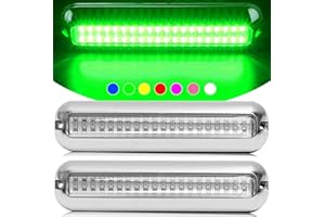 HUSUKU SOOP3 PRO Green 2000LM 60LED Waterproof Stainless Steel Trim Ring Boat High-Intensity LED Underwater Light Clear Lens 