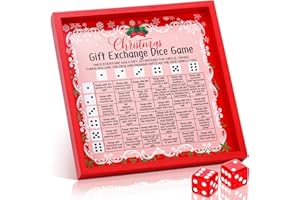 Yiyiring Christmas Exchange Dice Game with One Wooden Tray and Two Red Dice Christmas Games for Group Party Xmas Gift Swap Family Team Building Office White Elephant Party Events