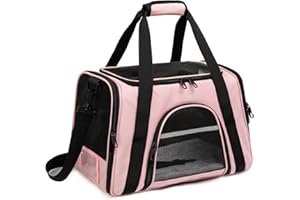 ROSEBB Pet Carrier,Dog Carrier Cat Carrier Airline Approved,Collapsible Soft Sided TSA Approved Pet Carrier for Medium and Small Cats, Puppies Up to 15 Lbs, Cat Travel Carrier (Medium, Pink)