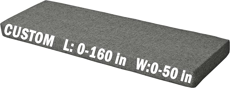 SINCERE Custom Bench Cushion, Indoor Bay Window Seat, Gray Foam Topper