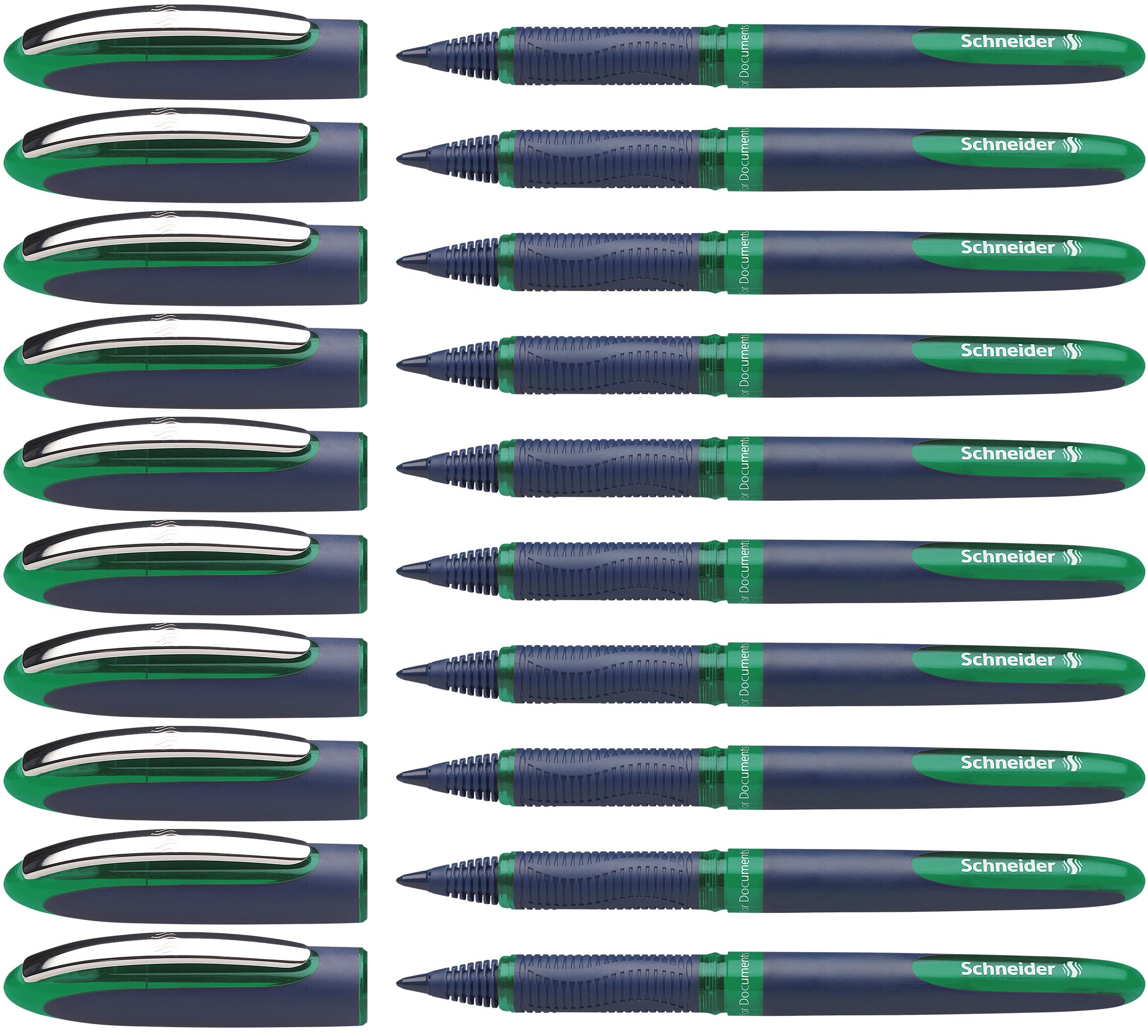 Schneider One Business Non-Retractable Ballpoint Pens with Liquid Ink, Pack of 10 Green