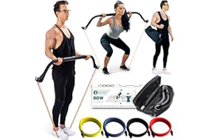 NYPOT- Workout Bow & Portable Home Gym Equipment - Resistance Bands with Bar for Home Workout Equipment Men & Women All in One Gym for Strength Training