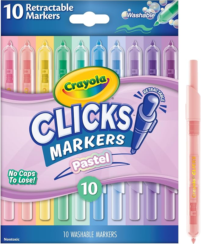 Cliks, 10 Feutres Lavables Rétractables sans Capuchon