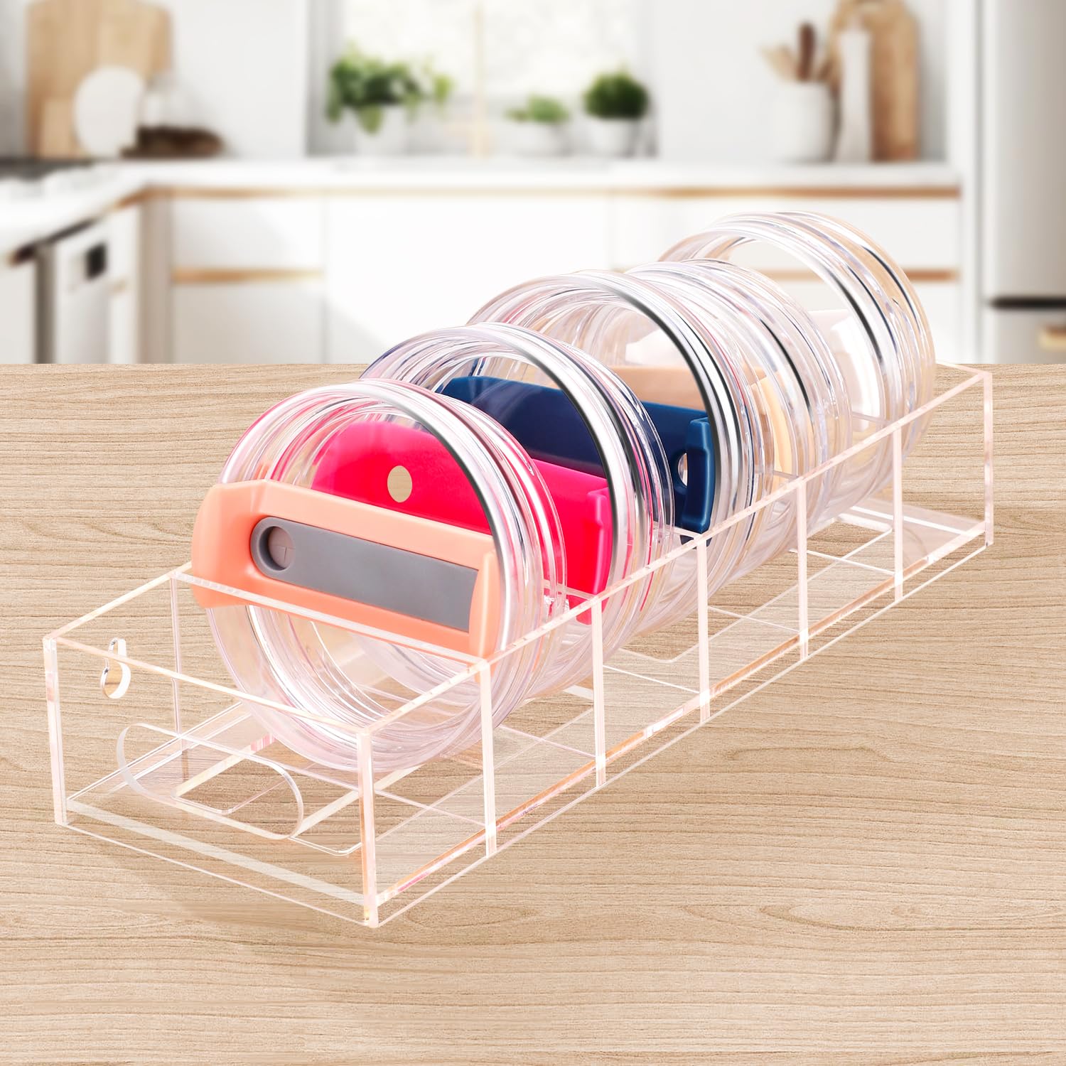 Photo 1 of Acrylic Tumbler Lid Organizer for Stanley Cup Accessories, Lid Organizers inside Cabinet Pantry Kitchen Organizers and Storage Bins for Stanley, Yeti Tumbler Lid, Mason Jar Lids, Simple Modern Lids