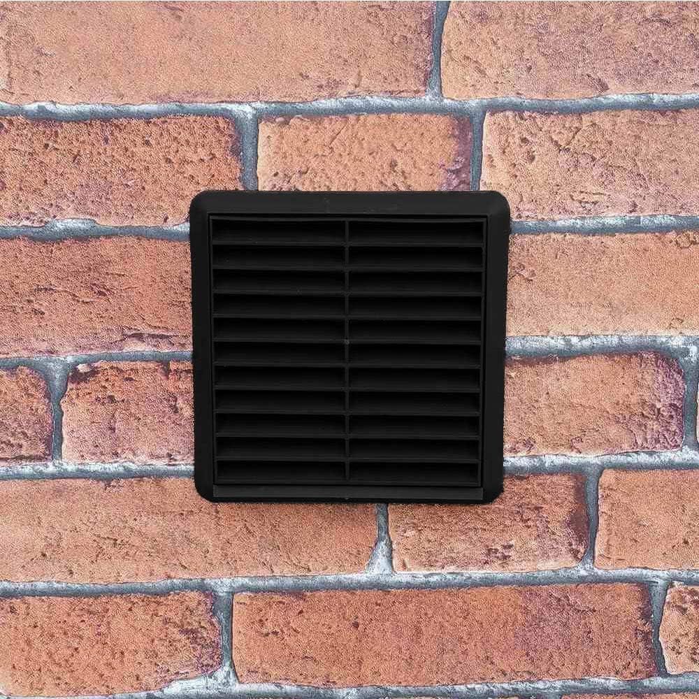 Kair Black Louvred Grille 155mm External Dimension with Round 100mm - 4 inch Rear Spigot Wall Ducting Air Vent - Image 5