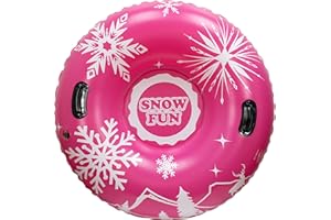 GIFTEXPRESS 48" Commercial Grade Snow Tube for Adults and Kids, Inflatable Snow Tubing with Hard Plastic Sturdy Handles, Snowflake Snow Tube for Girls and Boys, Winter Outdoor Snow Tube Toy