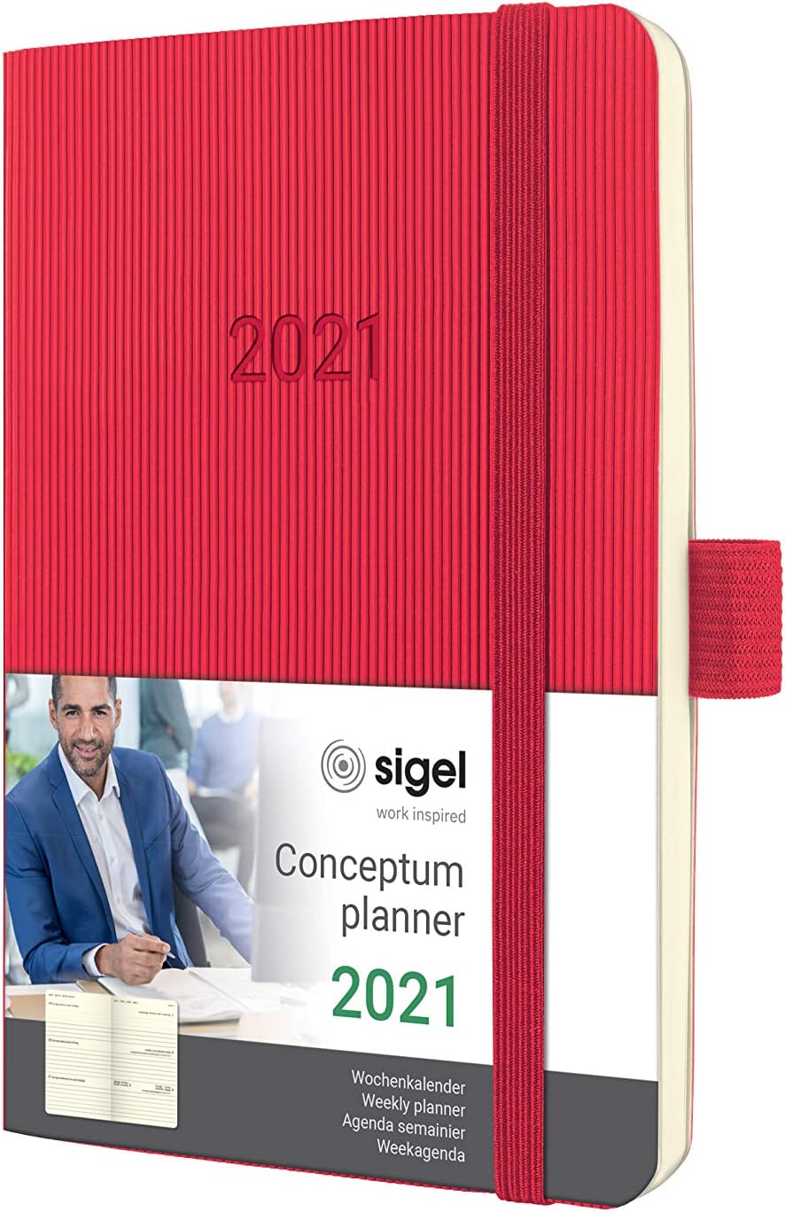 SIGEL C2135 Weekly Diary 2021, Approx. A6, red, softcover - Conceptum