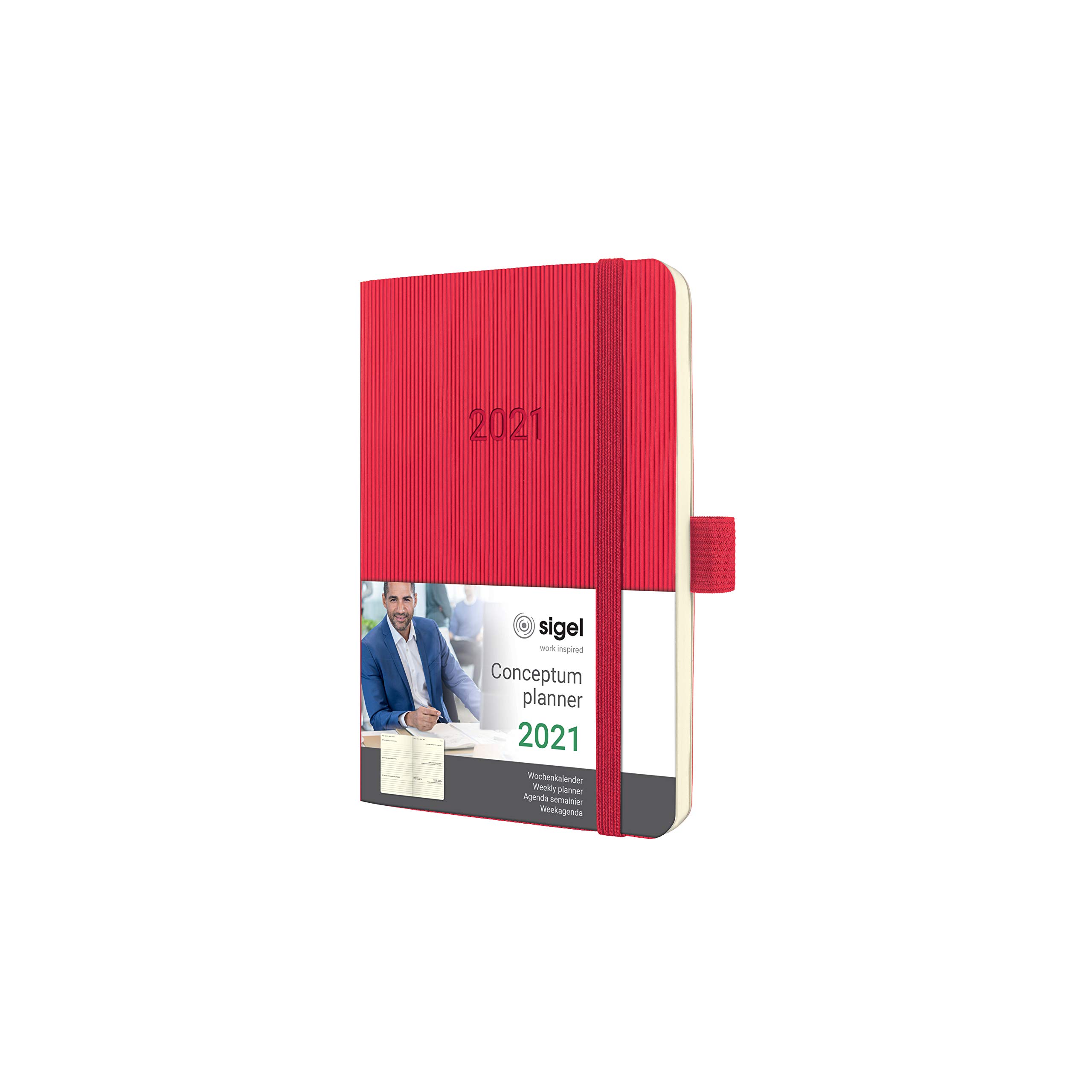 SIGEL C2135 Weekly Diary 2021, Approx. A6, red, softcover - Conceptum