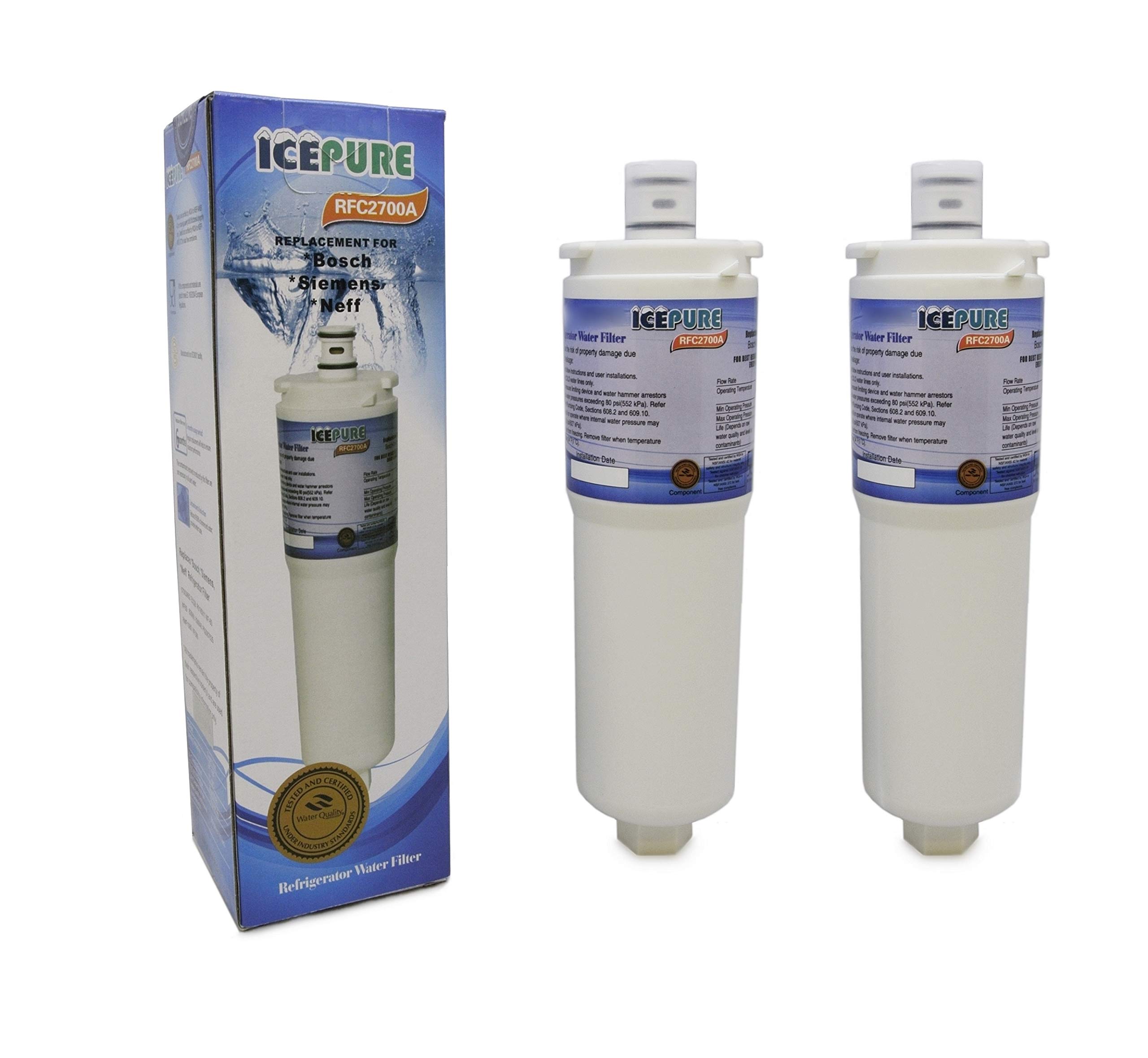 2 x IcePure RFC2700A Fridge Water Filter Compatible with Siemens, Bosch, NEFF CS52 Fridge Water Filters