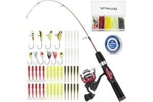 PLUSINNO Ultralight Ice Fishing Rod and Reel Combo, 25”/26”/27”/28” Sensitive Ice Fishing Pole Ice Fishing Gear for Walleye P