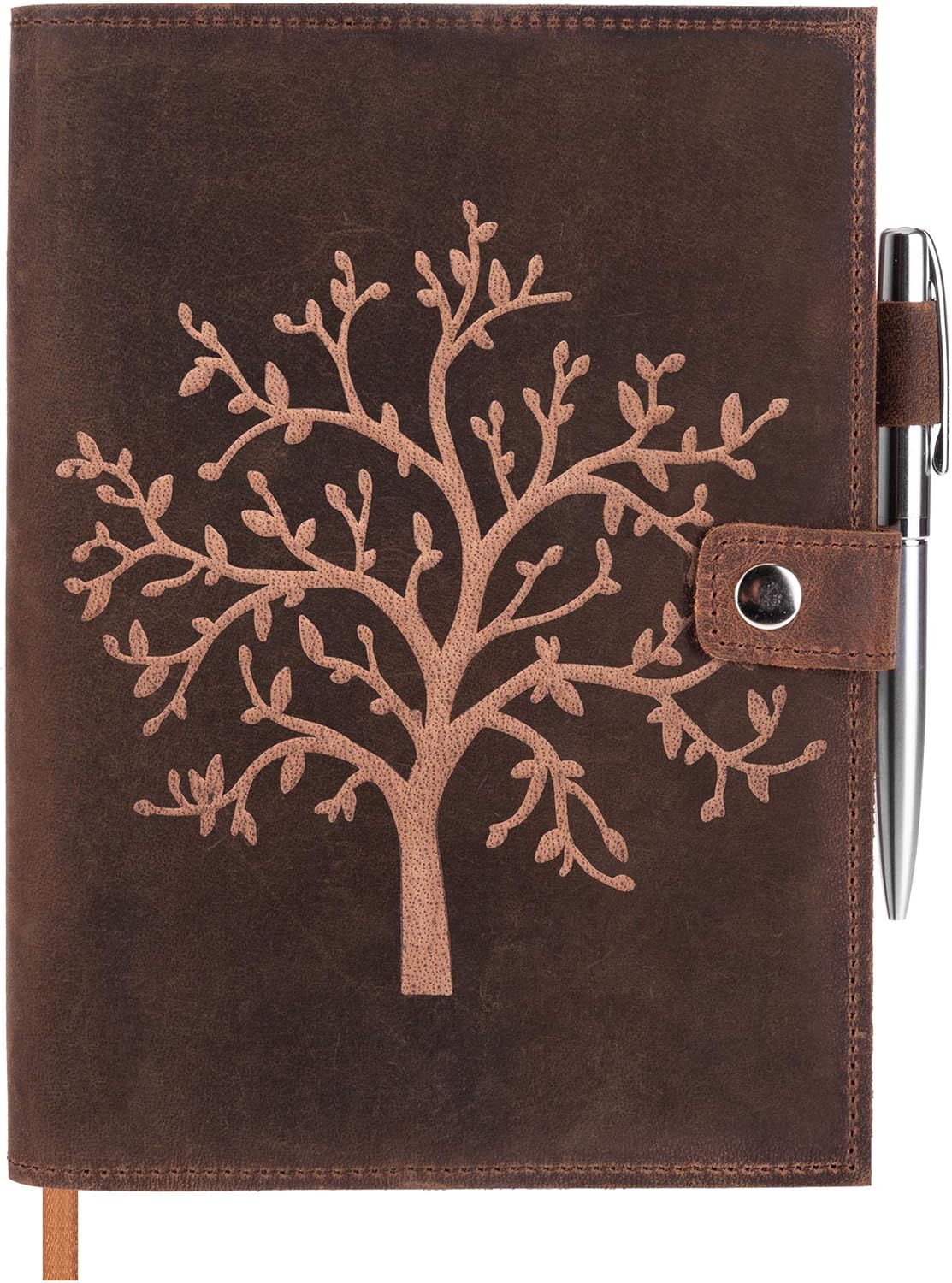 moonster Refillable Vintage Leather Journal Notebook, Embossed Tree of Life Diary for Journaling Writing & Notes