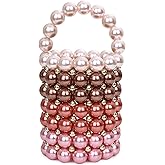Abvokury YUSHINY Women Beaded Pearl Evening Bucket Handmade Bags with DustBag for Wedding Party