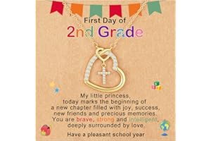 ESPVO First Day of Preschool/Kindergarten/1st Grade/2nd Grade/Back to School Necklace, Heart Cross Stuff Jewelry Gifts