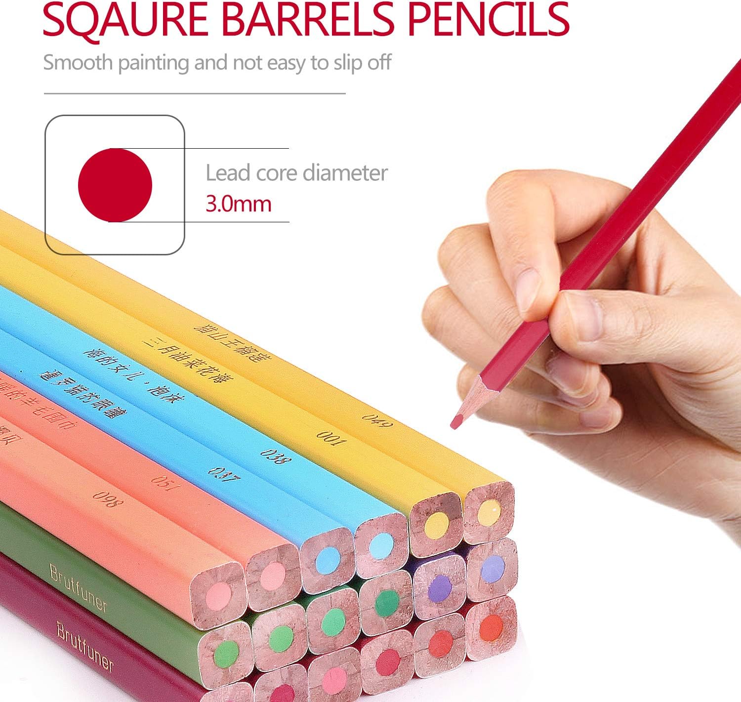 Square Barrels Coloured Pencils - 120 Colouring Drawing Art Sketching Pencils Set - Perfect for Adult Colouring Books, Students or Kids School Art Supplies (120 Colours) - Image 4