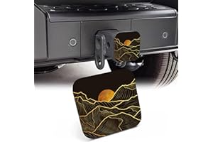 NITAHHHY Trailer Hitch Cover, Luxury Abstract Golden Line Mountain 2 Inch Hitch Plug Covers Hitch Cover Tube Rubber Towing, Square Receiver Plug Cap for Cars Suvs Trucks