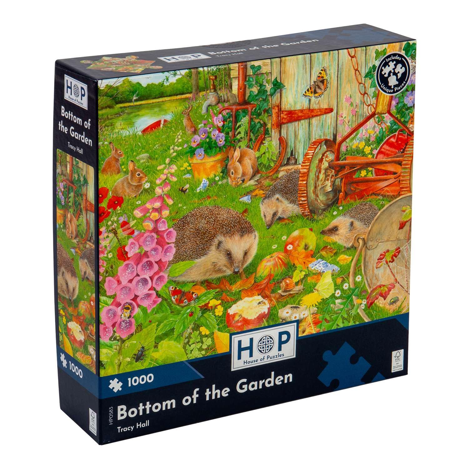 The House of Puzzles - Bottom Of The Garden Jigsaw - 1000 Piece Jigsaws For Adults, Artist Illustrated, Scenic Landscape, Deluxe Puzzle Gifts