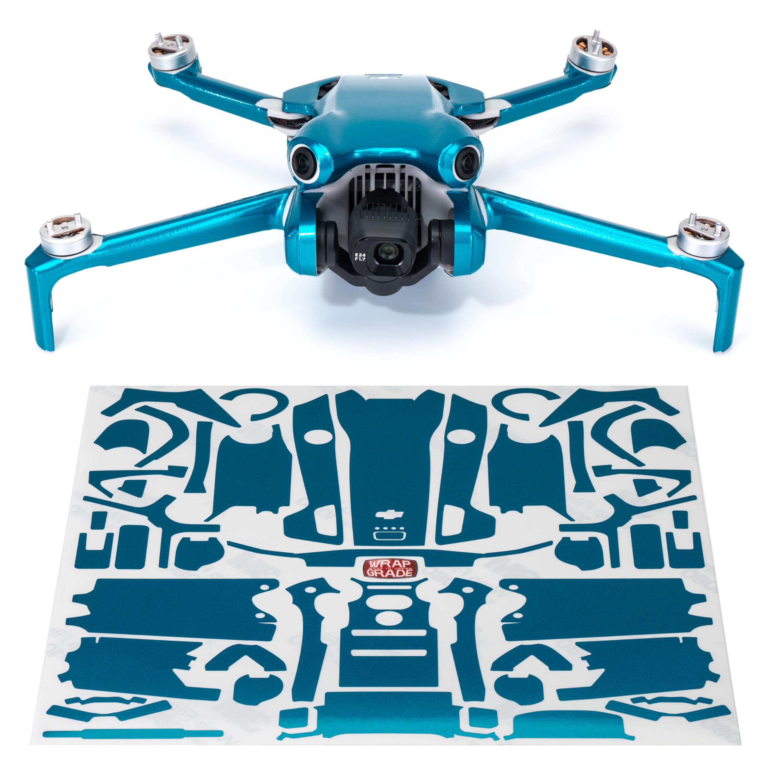 WRAPGRADE Skin Stickers Compatible with DJI Mini 4 Pro | Full Wrap (Caribbean Blue)