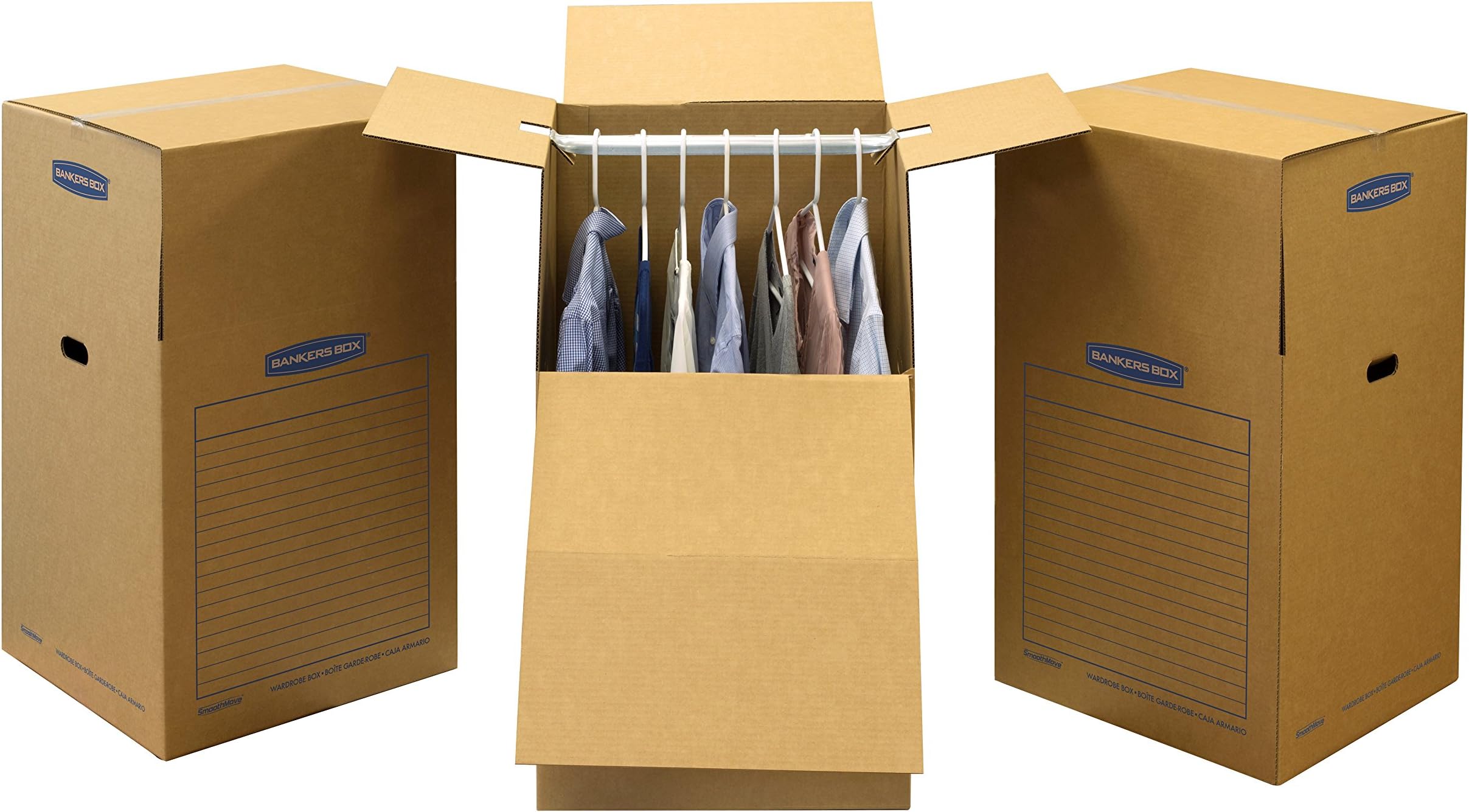 Bankers Box 7711001 SmoothMove Wardrobe Moving Boxes, Tall, 24 x 24 x 40 Inches