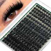 KEYYOU Lash Clusters with Spikes - 200D Volume Wispy Manga Lash Clusters | 12-20mm D Curl DIY Eyelash Extensions,Fairy Eyelash Clusters for Fluffy Anime Look &amp; Professional Salon Finish