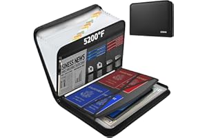 JUNDUN 5200℉ Fireproof Document Organizer, Multi-Pockets Accordion File Organizer with Zipper & Labels, Upgraded Heat Insulated 13 Pockets Expanding File Folder for Letter A4 Files and More