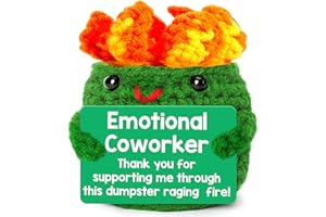 4THFARMES Small Funny Office Coworker Gifts for Women Men, Work Bestie Friends Gifts Assistant Employee Appreciation Gifts, Cute Fun Office Desk Decor Accessories, Emotional Dumpster Crochet Fire