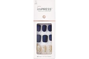 imPRESS Design, Press On Nails, Wannabe Star, Blue, Short, Size, Squoval, Shape, Includes 30 Nails, Prep Pad, Instructions Sheet, 1 Manicure Stick, 1 Mini File