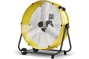 MEPTY 320W Heavy Duty Industrial Drum Fan - 24 Inch High Velocity Floor Fan with 3 Speeds, 360° Tilt, 8800 CFM Metal Fan for Shop, Warehouse, Garage, Workshop, Factory, Basement