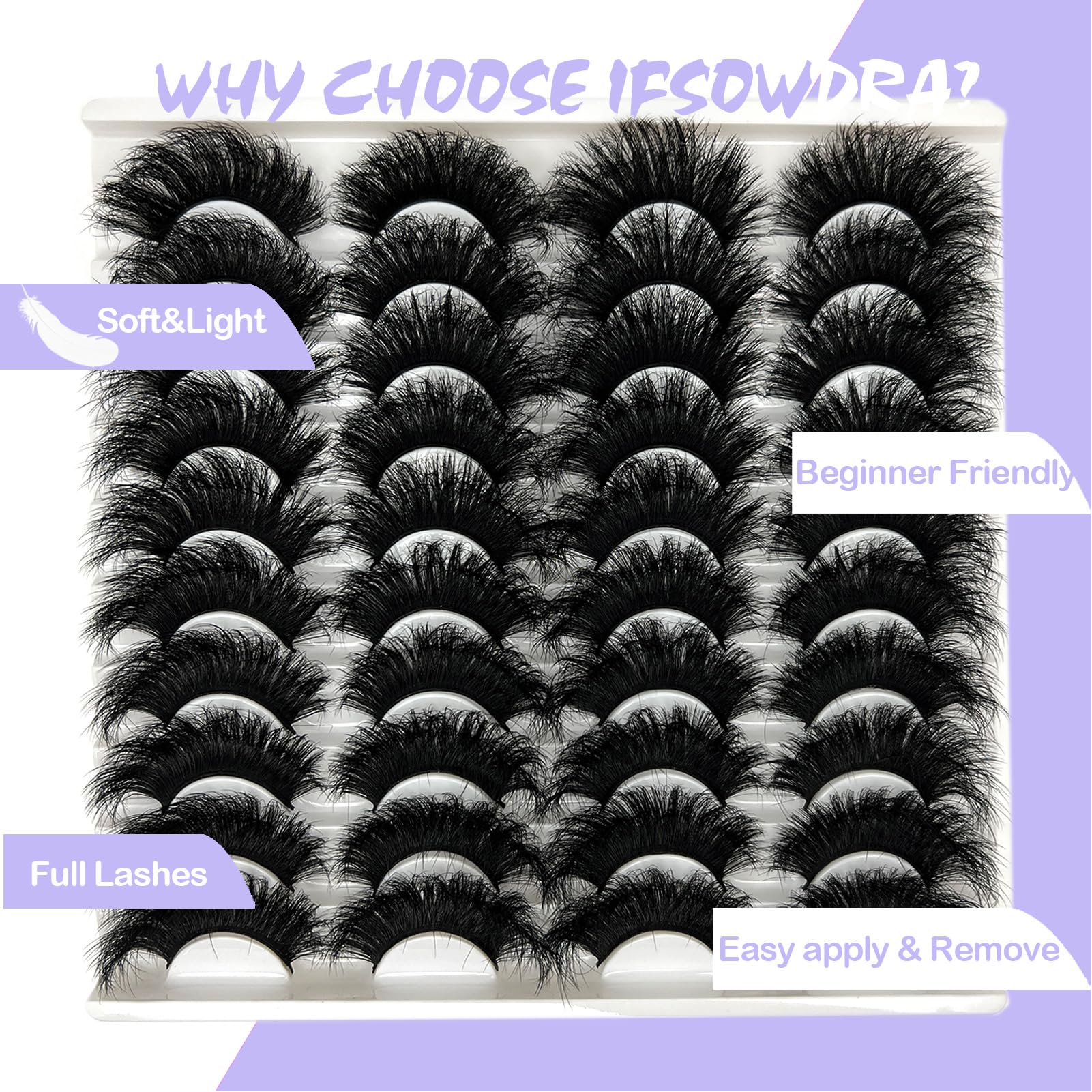 Mink Lashes Wispy 20mm 3D Volume Full Dramatic Faux Mink D Curl Strip Lashes That Look Like Extensions Long Eye Lashes Pack 25 mm Cat Eye False Eyelashes Natural Look