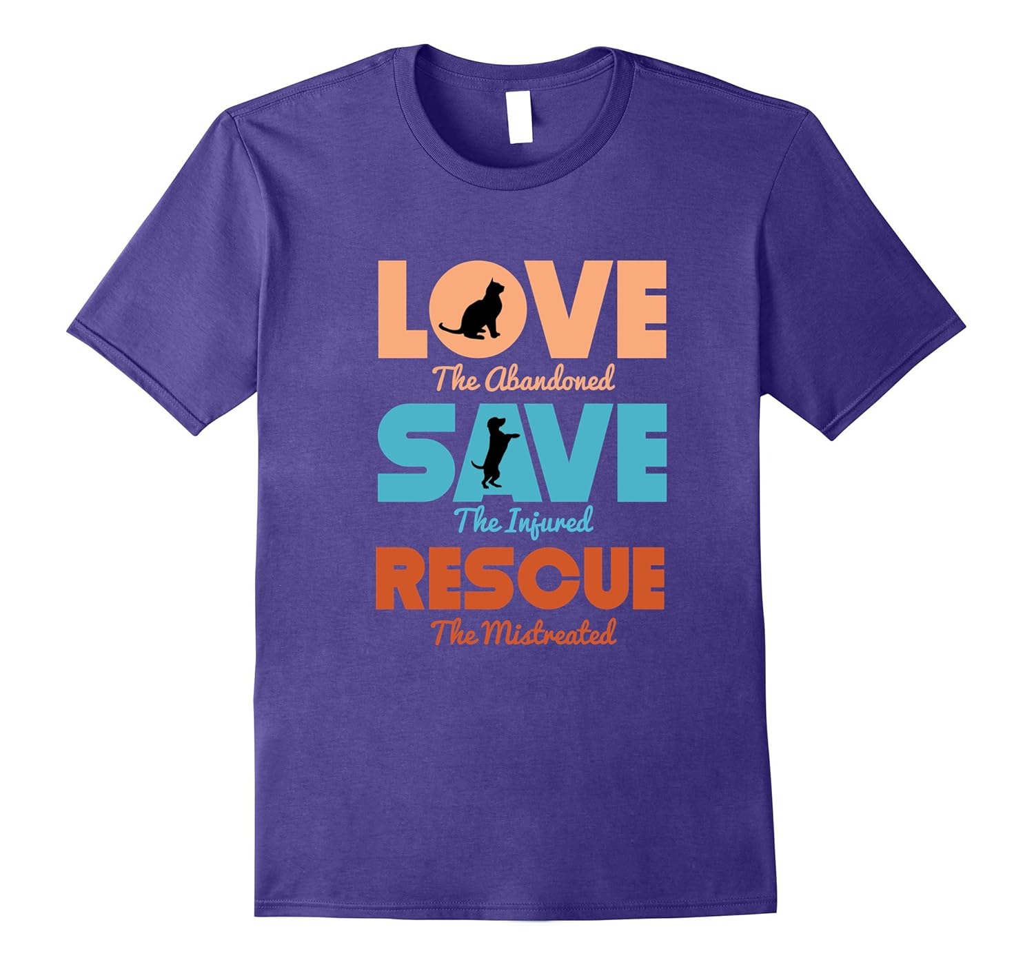 Love Save Rescue Dog Cat Animals Support T-Shirt-ANZ