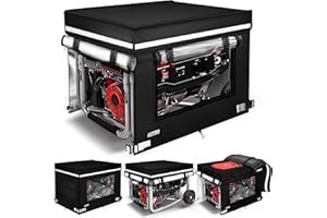 GUYISS Generator Covers While Running, 32x24x24 inch Generator Cover, 900D+210D Heavy Duty Waterproof, PVC Transparent Visual Operation Window, Top Can Be Opened for Refueling. Black