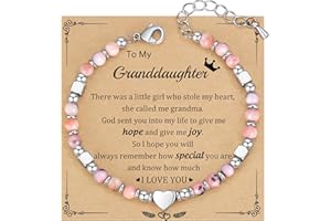 HiStock Daughter Gifts from Mom Bracelet, Granddaughter Gifts from Grandma Bonus Mom Gift Nature Stone Bead Bracelet Jewelry Birthday Gift Sister Easter Stocking Stuffers for Teens Women