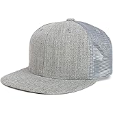Youth Stylish Flat Bill Structured Mesh Back Snapback Trucker Cap