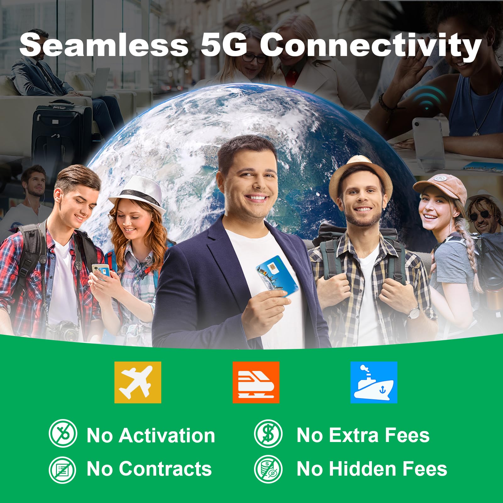 (2 Pack) EIOTCLUB International Data SIM Card, Travel SIM Card for 200+ Countries, 1GB/30Day Prepaid Data SIM, 5G LTE Cellular for Phone Tablet Router WiFi Hotspots, No Roaming Charges