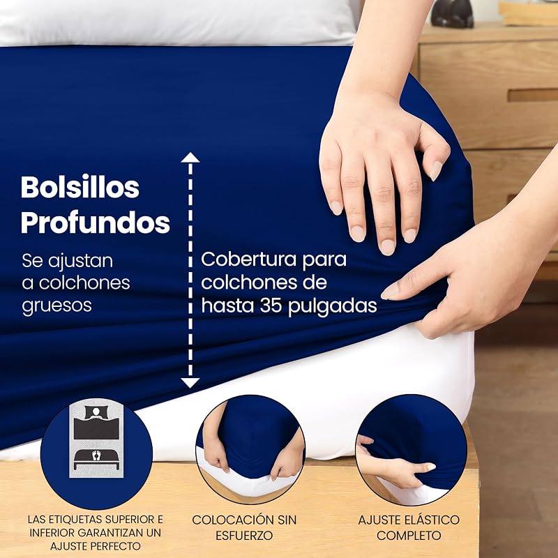 Lençol encordado 180x200 - Azul Real