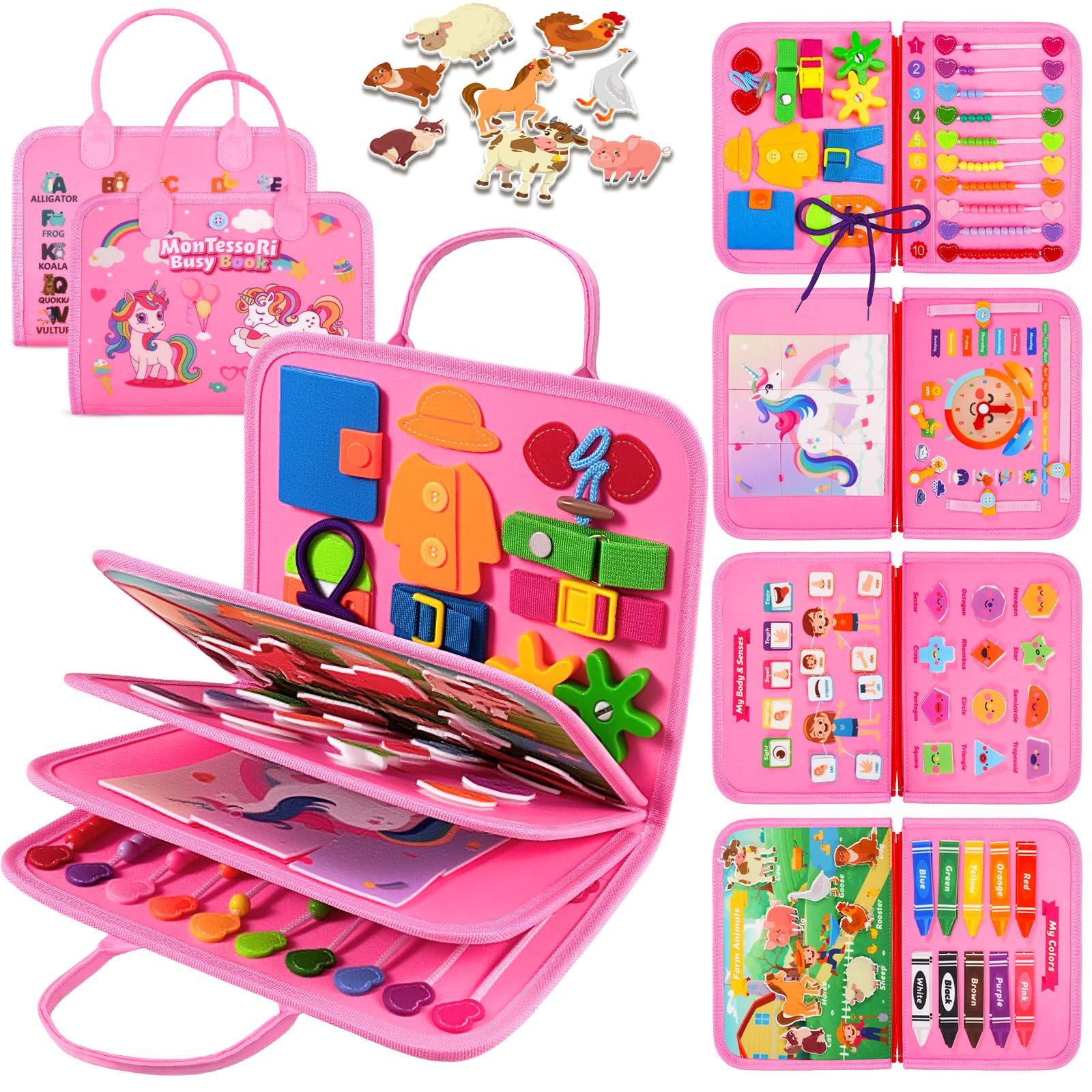 ZOOI Busy Board Montessori Toys for 1 Year Old, Toddler Toys Gifts for 1 2 3 Year Old Girl Boys, Busy Book for 1 2 3 4 Year Old, Easter Gifts for Kids, Girls Kids Toys