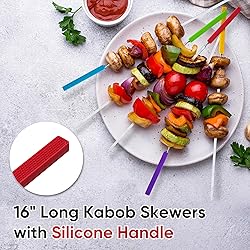 Grill Skewers with Silicone Handle, 16" Long Kebab