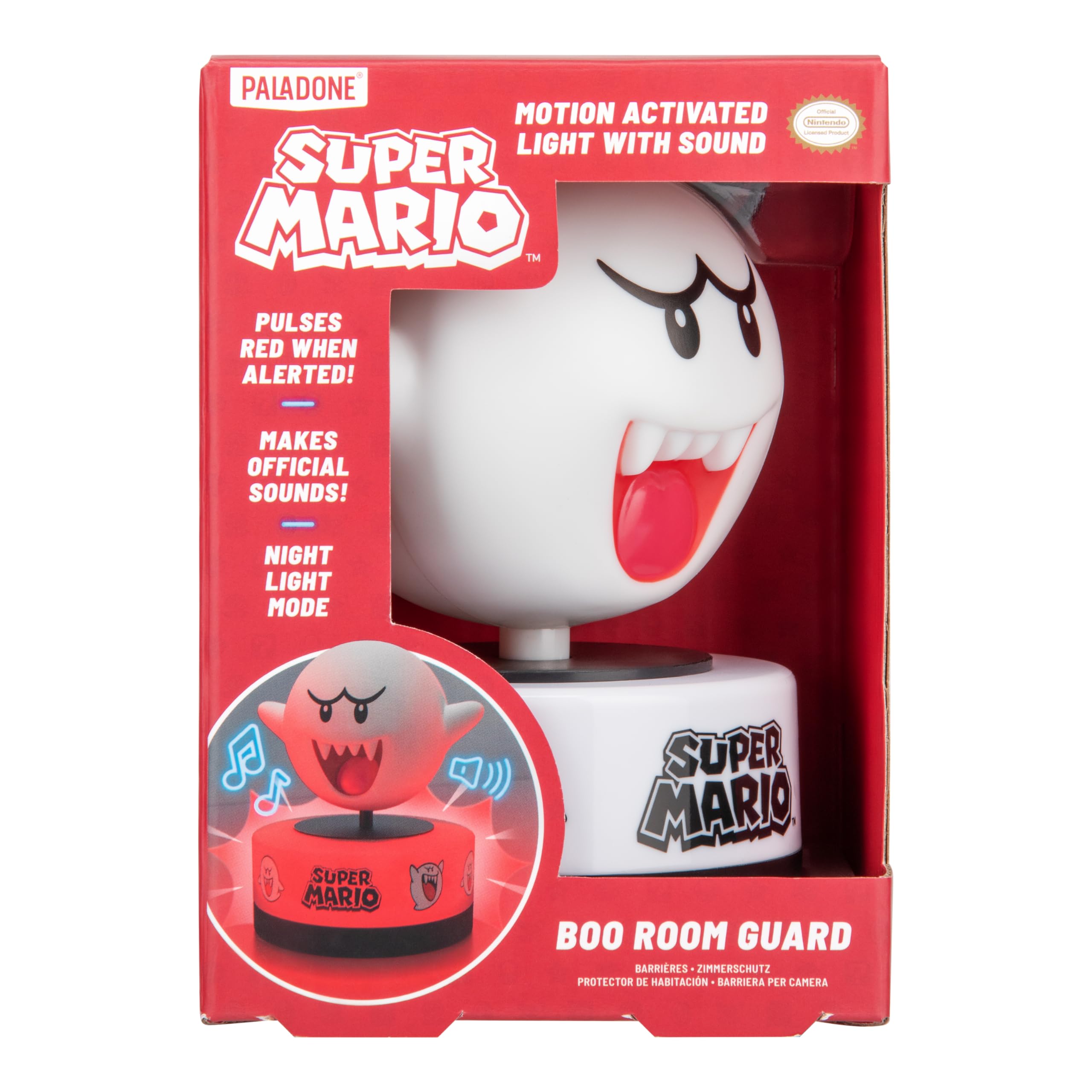 Paladone Super Mario Boo Bewegungsmelder, Raumwächter und Nachtlicht, offiziell lizenzierte LED-Lampe und Sicherheitsalarm von Nintendo für Kinderzimmer, Teenager und Zuhause, Geschenkidee 5