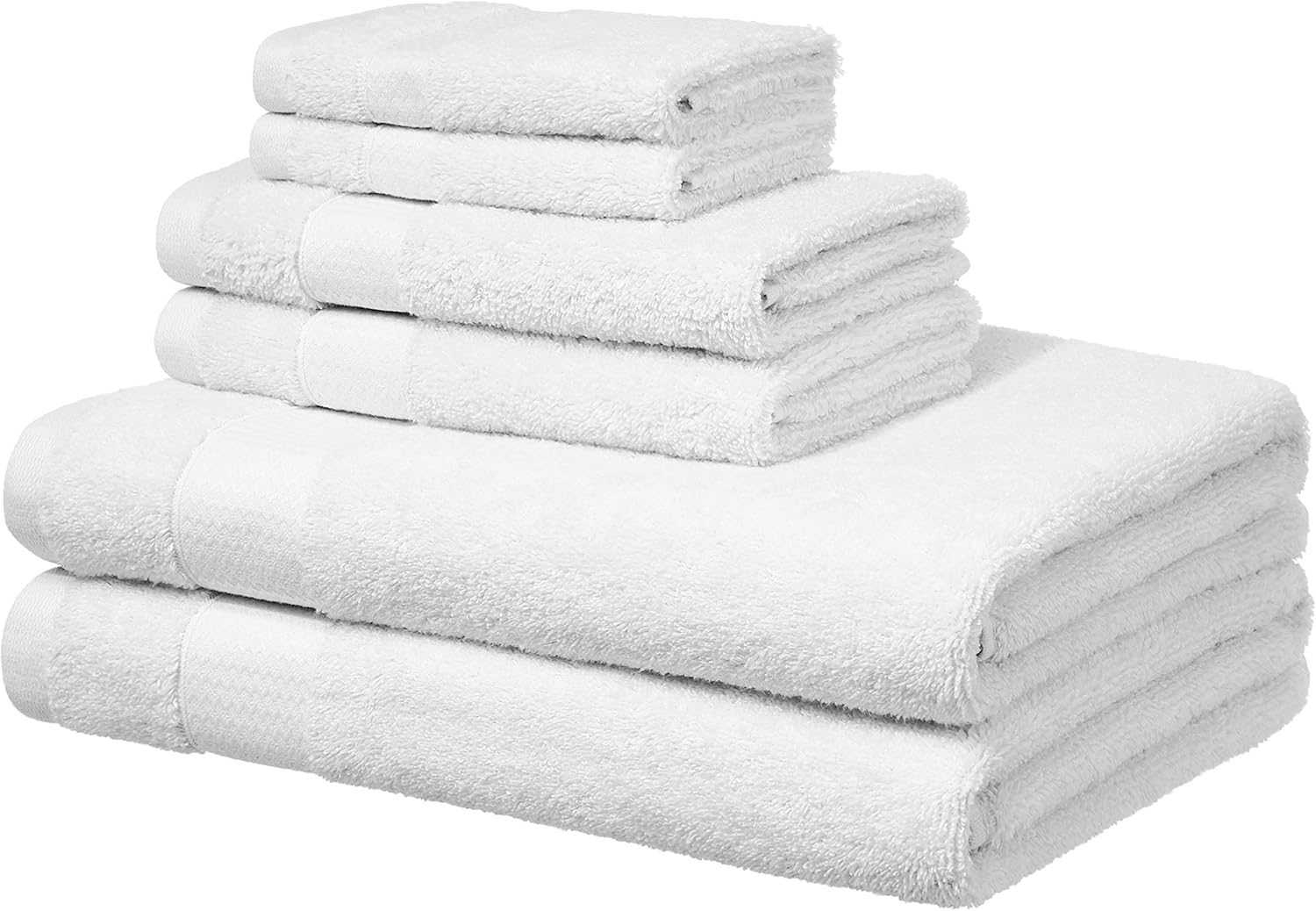 Basics Everyday Bath Towels, 6 Piece Set, White, 100% Soft Cotton, Durable: Home & Kitchen