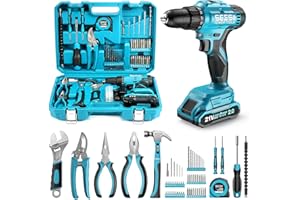 Seesii 21V Cordless Drill Tool Kit - 190Pcs Power Tool Combo Set, Hand Tool Kit with Toolbox, Electric Drill Driver for Men H