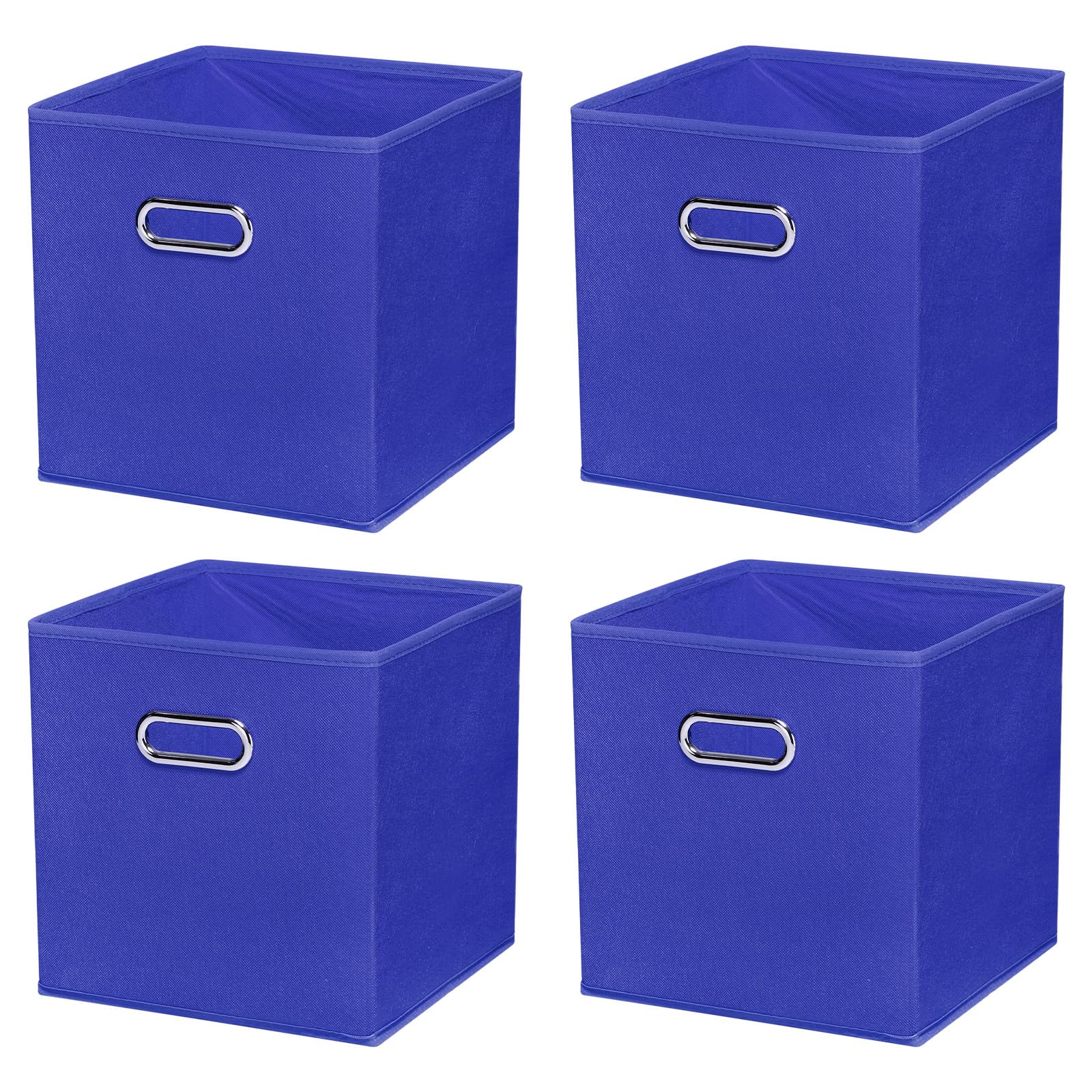 PATIKIL Foldable Storage Cube Bins, 4 Pcs Fabric Storage Bins Cube Organizer with Handle for Home Bedroom Shelf Closet Organization, Dark Blue (13"x13"x13")