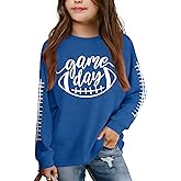 Kids Game Day Shirts: Boys and Girls Football Long Sleeve Tee Football Party Athletic Sports Fans Tops 5-14Y