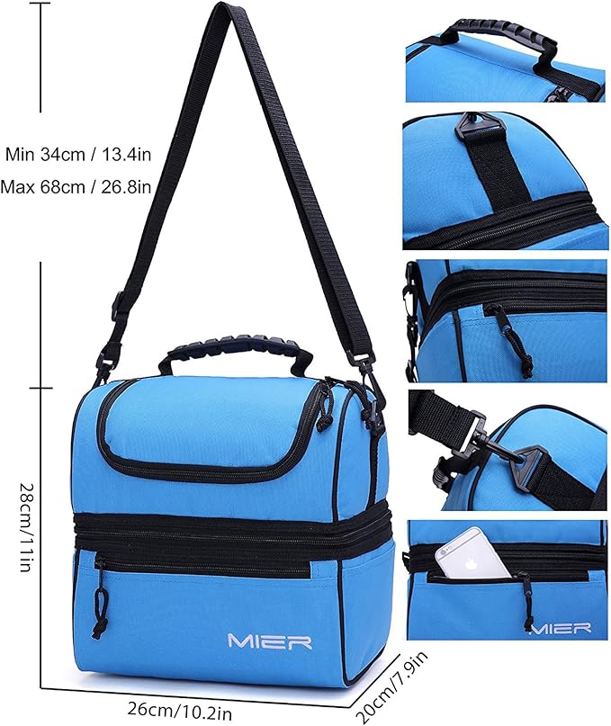 mier double decker insulated lunch box