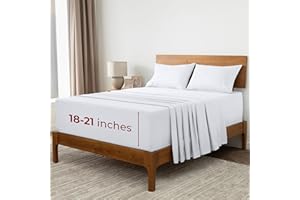 Mellanni Extra Deep Pocket King Size Sheets - 4 PC Iconic Collection Bedding Sheets & Pillowcases - Hotel Luxury, Ultra Soft, Cooling Bed Sheets - Extra Deep Pocket up to 21" Mattress (King, White)