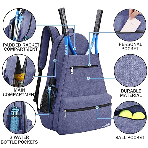 ACOSEN Tennis Bag Tennis Backpack Tennis Bags for Women or Men to Holds  Tennis Rackets, Pickleball Paddles