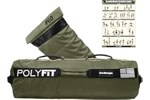 Polyfit Sandbag Pro - Workout Sandbag with Triple Closure Filler Bag and Reinforced Nylon Webbing - Sand Not Included - Multiple Colors & Sizes