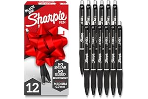 Sharpie S-Gel, Gel Pens, Medium Point (0.7mm), Black Ink Gel Pen, 12 Count
