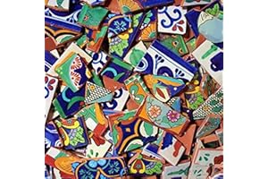 Broken Talavera Mexican Tile in Mixed Desings A1 Quality Tiles, 15 Pounds