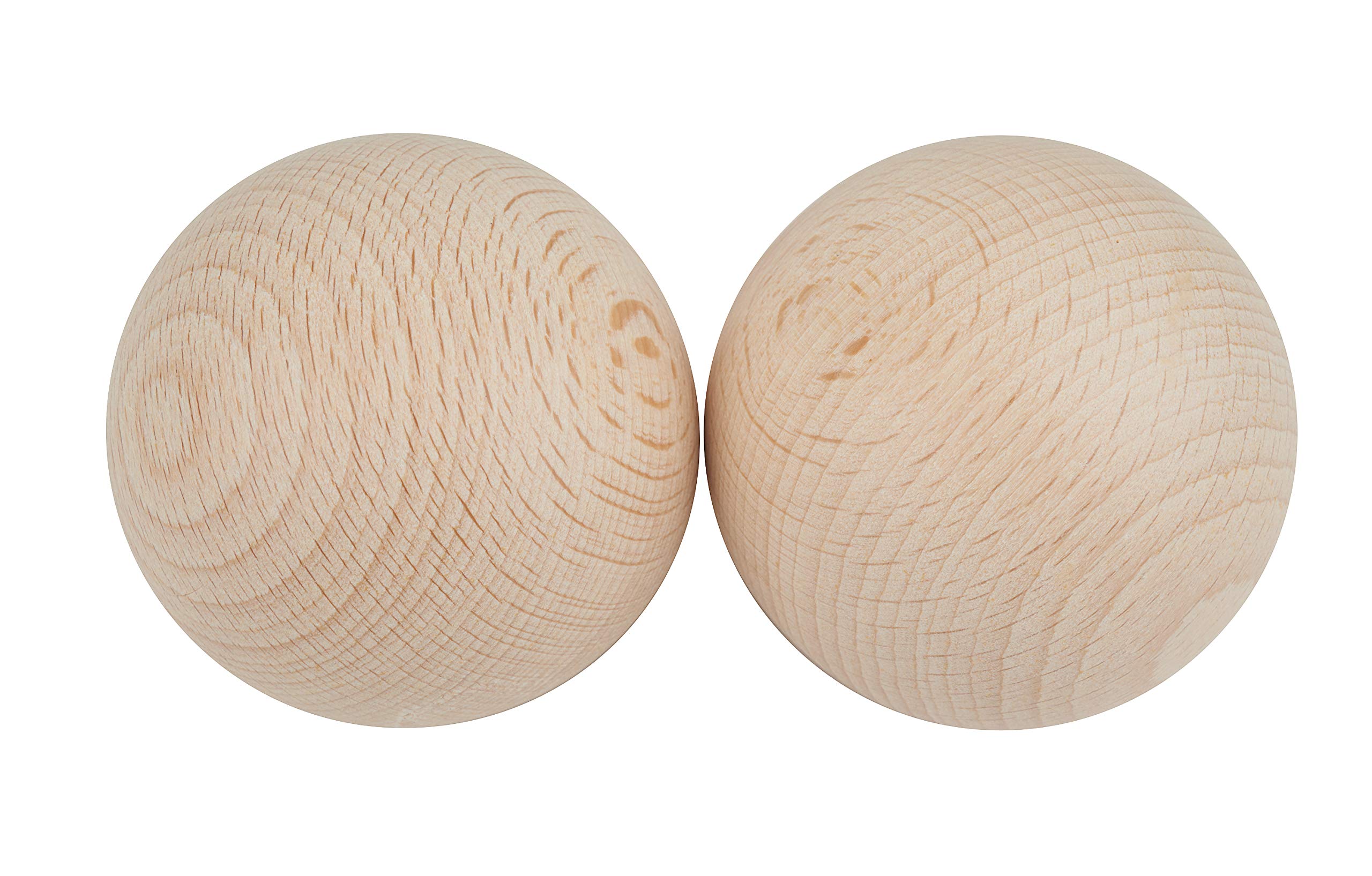 Rayher Set of 2 Wooden Balls for Crafts and Model Making, Solid Wood Ball Made of Natural Beech Wood, Diameter 5cm, 6252800